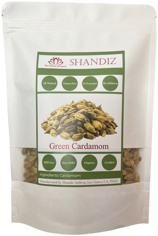 Shandiz Organic Green Cardamom Pods Jumbo Grade, Hand Picked